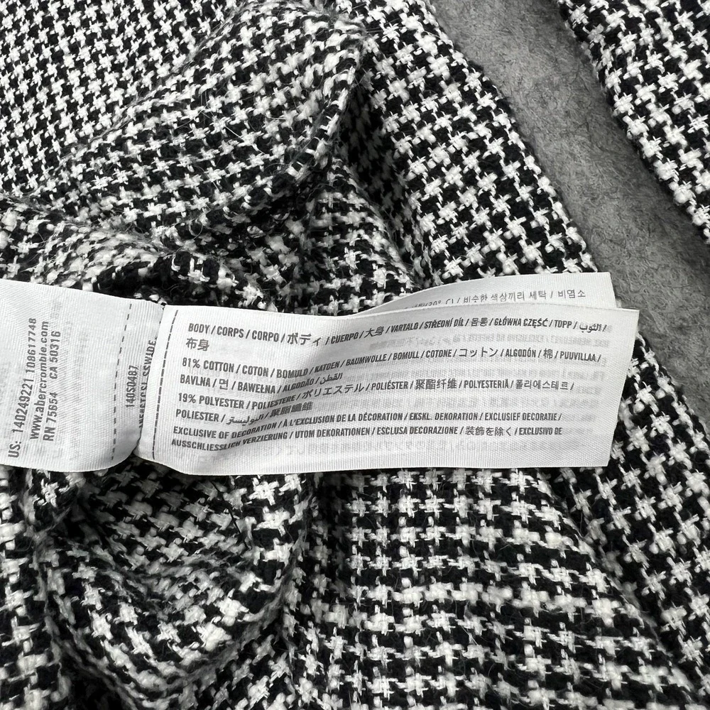 Abercrombie & Fitch Jacket Womens S Black Houndstooth Oversized Button Preppy‎